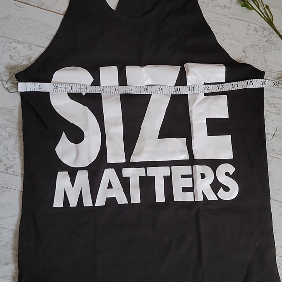 Size matters work out racerback tank. Small. Black - Picture 3 of 4